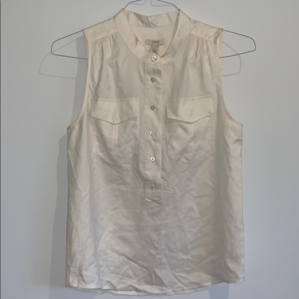 J. Crew Cream Sleeveless Blouse